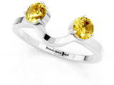 White gold Dual Round Yellow Sapphire Open Band Ring with Prong Setting_19