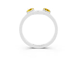 White gold Dual Round Yellow Sapphire Open Band Ring with Prong Setting_21