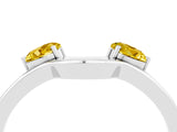 White gold Dual Round Yellow Sapphire Open Band Ring with Prong Setting_22