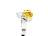 White gold Dual Round Yellow Sapphire Open Band Ring with Prong Setting_23