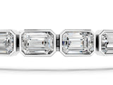 White gold East-West Emerald Cut Diamond Tennis Bracelet with Bezel Setting_1