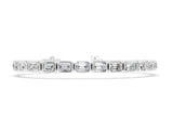 White gold East-West Emerald Cut Diamond Tennis Bracelet with Bezel Setting