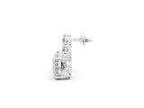 White gold East-West Oval Diamond Cluster Stud Earrings with Round Diamond Accents_5