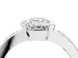 White gold Emerald Brilliant Channel-Set Diamond Ring with Bezel Prong Setting_10