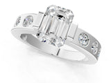 White gold Emerald Brilliant Channel-Set Diamond Ring with Bezel Prong Setting_7