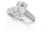 White gold Emerald Brilliant Channel-Set Solitaire Ring with Four-Prong Setting_21