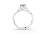 White gold Emerald Brilliant Channel-Set Solitaire Ring with Four-Prong Setting_23