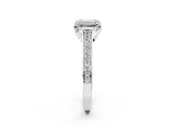 White gold Emerald Brilliant Cut Diamond Engagement Ring with Pavé Band and Four-Prong Setting_84