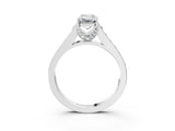 White gold Emerald Brilliant Cut Diamond Engagement Ring with Pavé Band and Four-Prong Setting_85