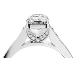 White gold Emerald Brilliant Cut Diamond Engagement Ring with Pavé Band and Four-Prong Setting_86