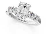 White gold Emerald Brilliant Cut Diamond Five-Stone Prong Set Engagement Ring with Channel Band_22
