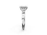White gold Emerald Brilliant Cut Diamond Five-Stone Prong Set Engagement Ring with Channel Band_23