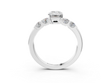 White gold Emerald Brilliant Cut Diamond Five-Stone Prong Set Engagement Ring with Channel Band_24