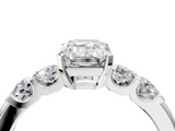 White gold Emerald Brilliant Cut Diamond Five-Stone Prong Set Engagement Ring with Channel Band_25
