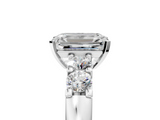 White gold Emerald Brilliant Cut Diamond Five-Stone Prong Set Engagement Ring with Channel Band_26