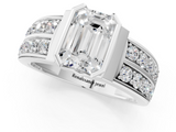 White gold Emerald Brilliant Diamond Channel Set Wide Band Ring with Bezel Setting_18