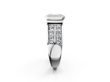 White gold Emerald Brilliant Diamond Channel Set Wide Band Ring with Bezel Setting_22