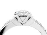 White gold Emerald Brilliant Diamond Channel Set Wide Band Ring with Bezel Setting_24
