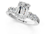 White gold Emerald Brilliant Diamond Five-Stone Engagement Ring with Prong Setting on a Classic Band_40