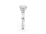 White gold Emerald Brilliant Diamond Five-Stone Engagement Ring with Prong Setting on a Classic Band_41