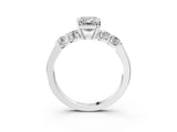 White gold Emerald Brilliant Diamond Five-Stone Engagement Ring with Prong Setting on a Classic Band_42