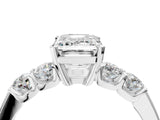 White gold Emerald Brilliant Diamond Five-Stone Engagement Ring with Prong Setting on a Classic Band_43