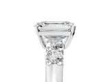 White gold Emerald Brilliant Diamond Five-Stone Engagement Ring with Prong Setting on a Classic Band_44