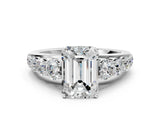 White gold Emerald Brilliant Diamond Pavé Band with Six-Prong Setting_11