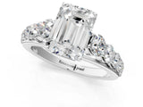 White gold Emerald Brilliant Diamond Pavé Band with Six-Prong Setting_12