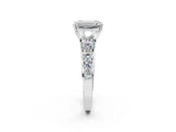 White gold Emerald Brilliant Diamond Pavé Band with Six-Prong Setting_13