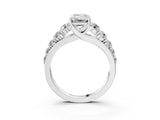 White gold Emerald Brilliant Diamond Pavé Band with Six-Prong Setting_14