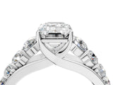 White gold Emerald Brilliant Diamond Pavé Band with Six-Prong Setting_15