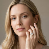 White gold Emerald Brilliant Diamond Pavé Band with Six-Prong Setting_4