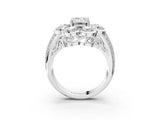 White gold Emerald Brilliant Flower Halo Diamond Split Shank Ring_29