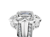 White gold Emerald Brilliant Flower Halo Diamond Split Shank Ring_31