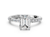 White gold Emerald Brilliant Pavé Band Solitaire with Four-Prong Setting_57