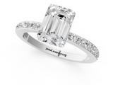 White gold Emerald Brilliant Pavé Band Solitaire with Four-Prong Setting_58