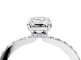 White gold Emerald Brilliant Pavé Band Solitaire with Four-Prong Setting_61