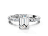 White gold Emerald Brilliant Pavé Band Solitaire with Four-Prong Setting_74