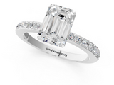 White gold Emerald Brilliant Pavé Band Solitaire with Four-Prong Setting_75