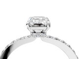 White gold Emerald Brilliant Pavé Band Solitaire with Four-Prong Setting_77