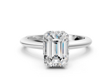White gold Emerald Brilliant Solitaire Engagement Ring with Six-Prong Setting and Classic Band_19