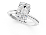 White gold Emerald Brilliant Solitaire Engagement Ring with Six-Prong Setting and Classic Band_21