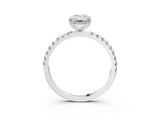White gold Emerald Brilliant Solitaire with Pavé Band and Claw Prong Setting_10