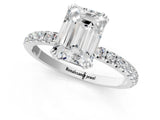 White gold Emerald Brilliant Solitaire with Pavé Band and Claw Prong Setting_8