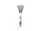 White gold Emerald Brilliant Solitaire with Pave Band and Four-Prong Setting_22