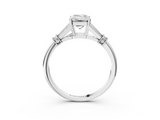 White gold Emerald Brilliant Solitaire with Pave Band and Four-Prong Setting_23