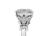 White gold Emerald Brilliant Solitaire with Pave Band and Four-Prong Setting_25