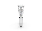 White gold Emerald Brilliant Solitaire with Side Stones on a Pave Band and Four-Prong Setting_28
