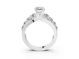 White gold Emerald Brilliant Solitaire with Side Stones on a Pave Band and Four-Prong Setting_29